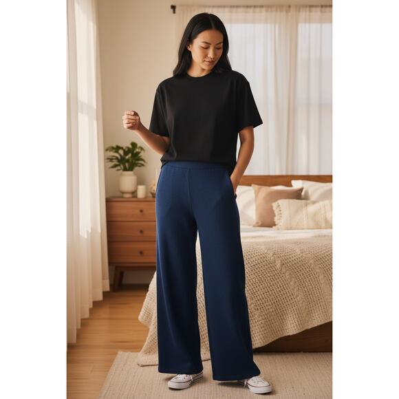 Noname Pants - Noname Wide Leg Cashmere Pants Royal Blue S